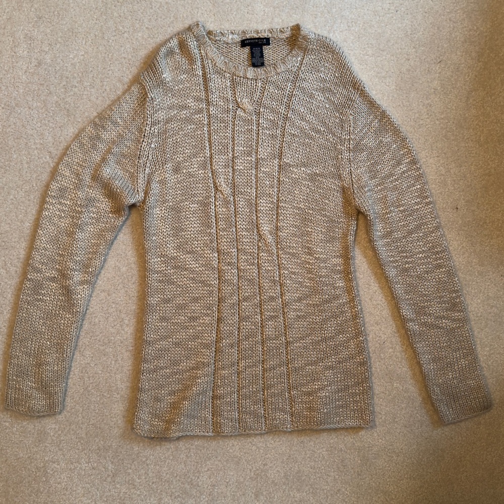 Kenneth Cole New York Men’s long sweater woven cream color medium